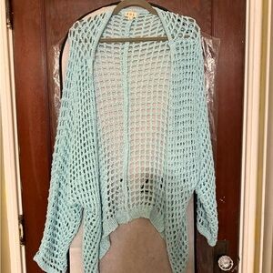 POL Women's Sky Blue Open Knit Cardigan